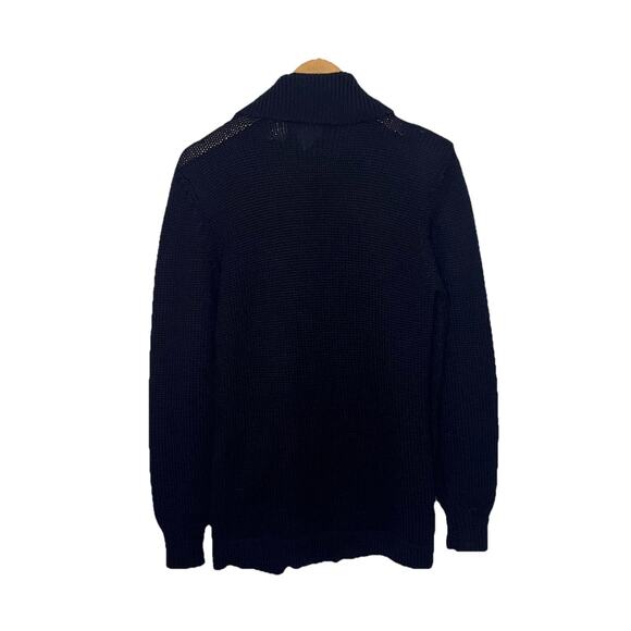 Calvin Klein 100% Wool Leather Toggle Shawl Collar Chunky Sweater Women’s Medium - Picture 3 of 6